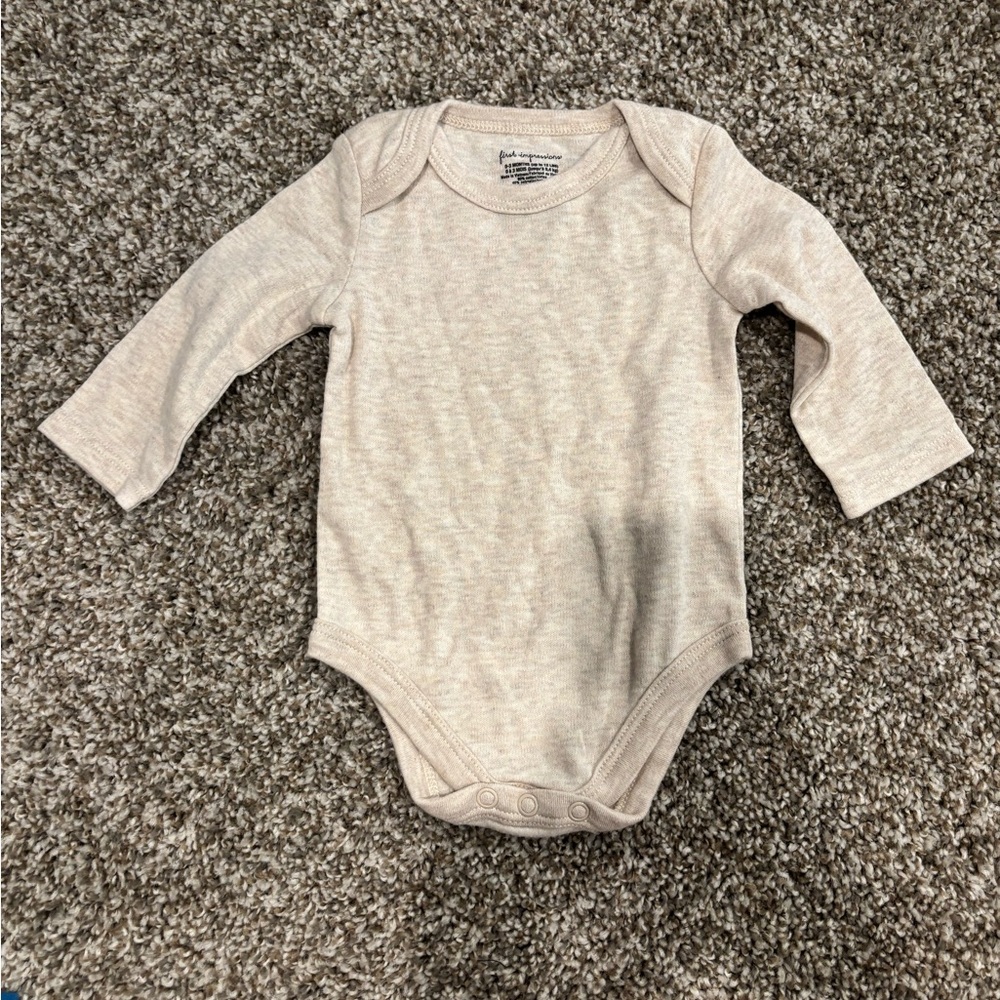 First Impressions Cream Bodysuit Long Sleeve